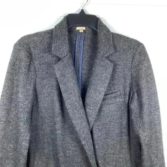 J. Crew NWOT 6 Dark Charcoal Gray 100% Wool Women's Button Front Blazer Size - Picture 2 of 11